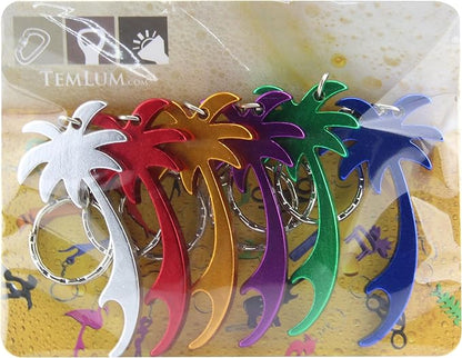 Swatom Palm Tree Bottle Opener with Keychain Key Tag Chain Ring Accessories (6, Random Color)