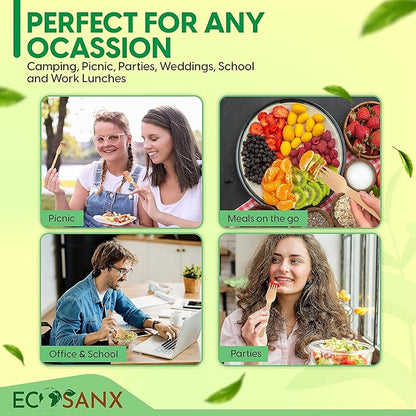 ECOSANX® 120 PCs Wooden forks for eating 6.5" Splinter Free Compostable Forks, Eco-Friendly Wooden Cutlery set for Party & Outdoor, Disposable forks for Camping, Events & More - Image 4