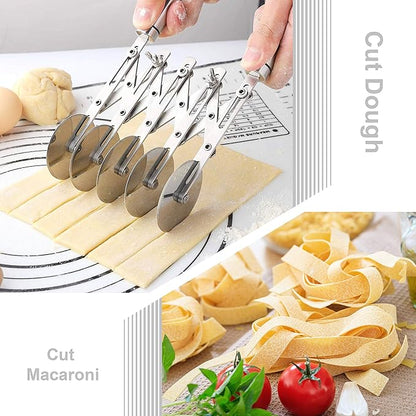 Star Brand Pastry Cutter with Grinder Spaghetti Dough Roller Knife Stainless Steel Pizza Slicer Pasta Wheeling Attice Roller Adjustable Dough Divider with Handle