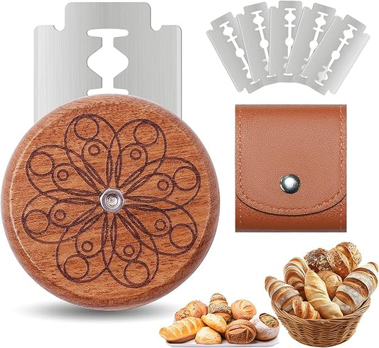 UFO Bread Lame Cutter for Homemade Sourdough,Bread Scorer Tool for Sourdough with 5 Blades and Case,Slashing Tool Bread Cutting Knife for Artisan Bread and Baguette Makers,Circle-brown by Unknown