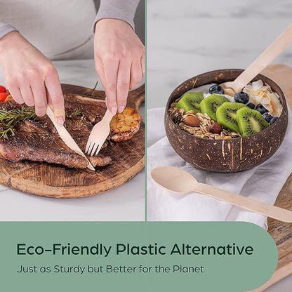 Wooden Disposable Knives - 1800 Pieces Wood Compostable Knives - Eco-Friendly Biodegradable Utensils for Party - Free From Plastic Cutlery Set - Disposable Cutlery for Eating - Compostable Utensils - Image 2