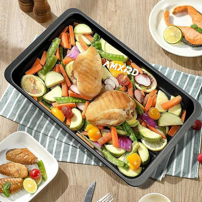 Cookie Sheets Tray, Baking Sheet Pans, Nonstick Toaster Oven Bakeware, Set of 2, 12" X 7.5" (Inner 11" X 6.8")