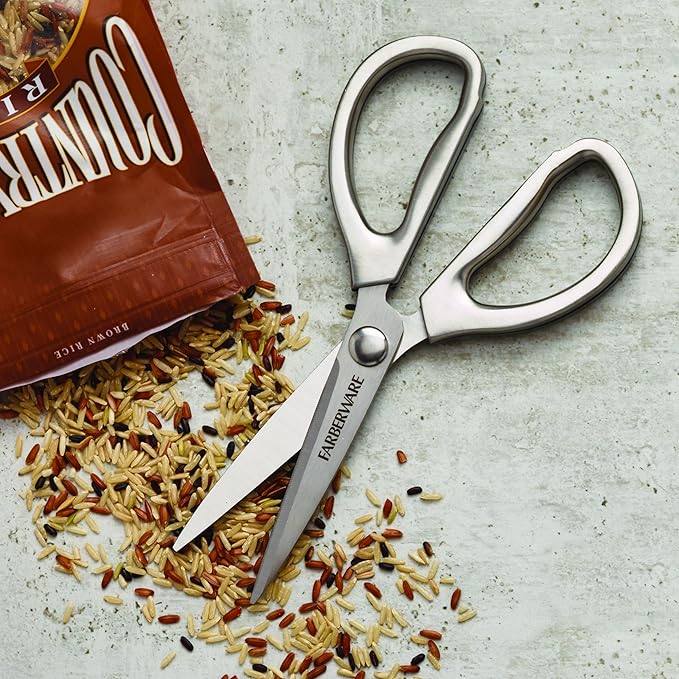 Farberware All Purpose High Carbon Stainless Steel Shears with Contoured Handles, Silver - Image 2