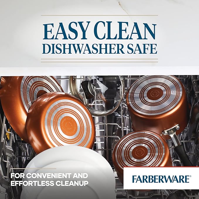 Farberware Cookstart DiamondMax Nonstick Cookware/Pots and Pans Set, Dishwasher Safe, Includes Baking Pan and Cooking Tools, 15 Piece - Copper - Image 7