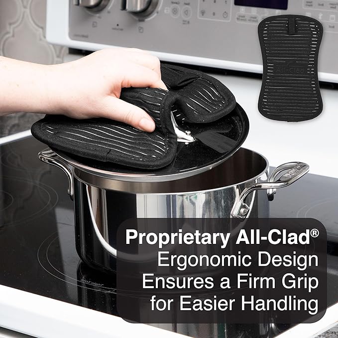 All-Clad Premium Pot Holder & Hot Pad: Heat Resistant to 500 Degrees - 100% Cotton, 10"x6.25" Hot Pad for Kitchen and Barbeque, (1-Pack), Black - Image 6