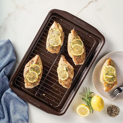 Circulon Nonstick Bakeware Set with Nonstick Cookie Sheet / Baking Sheet and Cooling Rack - 2 Piece, Chocolate Brown - Image 7