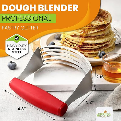 Spring Chef Red XL Size Dough Blender Tool For Baking, Heavy Duty Pastry Blender Tool for Easy Mixing, Stainless Steel Pastry Cutter with Sharp Blades, Dishwasher Safe Dough Mixer - Image 2