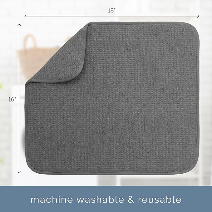 S&T INC. Dish Drying Mat, 16” x 18”, Absorbent Microfiber Kitchen Counter Mat, Dish Drying Pad for Dishes, Utensils, Pots and Pans, Large, Charcoal - Image 6