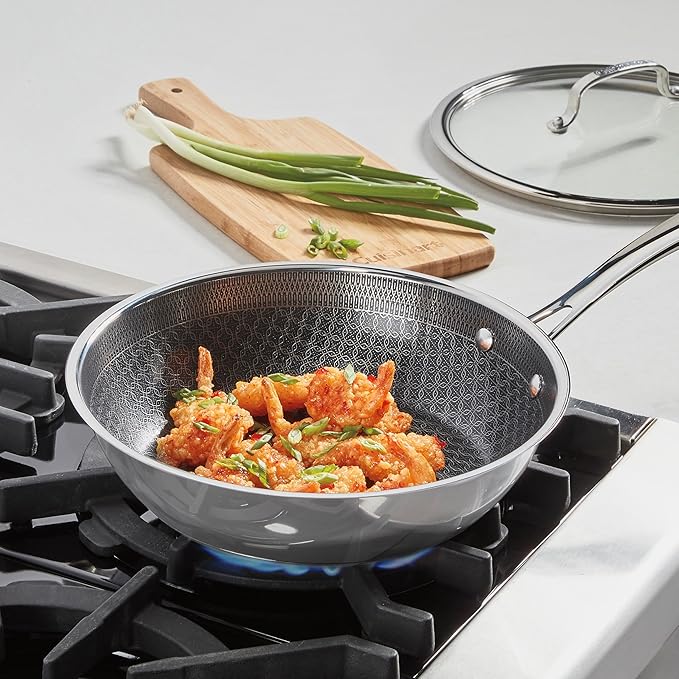 Cuisinart FusionPlus Hybrid Stainless Steel Cookware, 10.25-Inch Deep Fry Pan Skillet with Cover, PFAS-Free PURELYSEAR Ceramic Technology, Scratch Proof, Cool Grip Handles, Dishwasher Safe