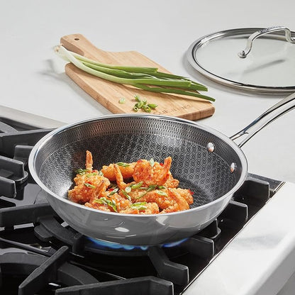 Cuisinart FusionPlus Hybrid Stainless Steel Cookware, 10.25-Inch Deep Fry Pan Skillet with Cover, PFAS-Free PURELYSEAR Ceramic Technology, Scratch Proof, Cool Grip Handles, Dishwasher Safe