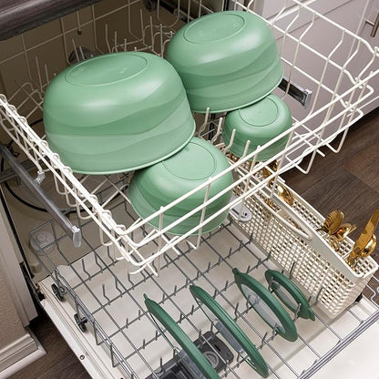 Pera Mixing Bowls with Lids Set, 8 Piece (4 Bowls + 4 Airtight Lids), BPA Free Nesting Kitchen Bowl Set for Mixing & Food Storage, Microwave & Dishwasher Safe (Green)