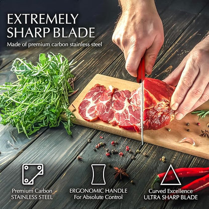 Moss & Stone 14 Pcs Knife Block Set Stainless Steel, Premium Forged Kitchen Knives Set with High-Carbon Blades, Ergonomic Handle, Sharp Blade, Rust Resistant, Modern Style for Home & Chef, Red - Image 8