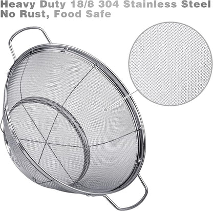 5 Pack 18/8 Stainless Steel Colander Sieves, Multi Size Mesh Strainer Net Baskets with Handles & Resting Base for Strain, Drain, Rinse or Steam - Image 2