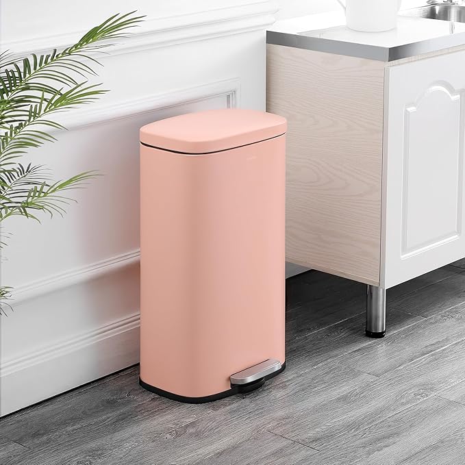 happimess HPM1011F Curtis 8-Gallon Step-Open Trash Can, Fingerprint Resistant, Modern, Minimalistic for Home, Kitchen, Laundry Room, Office, Bedroom, Bathroom, Flamingo Pink - Image 2