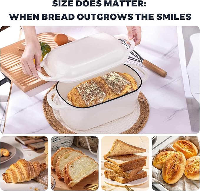 4.6 Quart Dutch Oven for Sourdough Bread Baking, Combo Oval Enameled Cast Iron Bread Pan with Lid, Bread Dutch Oven for a Crispy Crust, White - Image 7