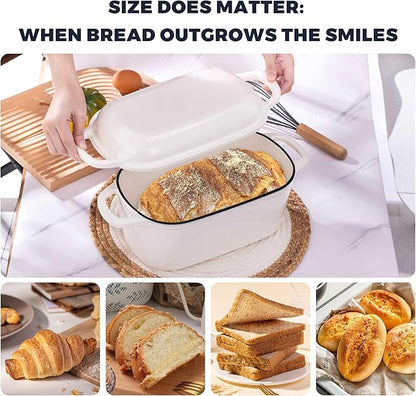 4.6 Quart Dutch Oven for Sourdough Bread Baking, Combo Oval Enameled Cast Iron Bread Pan with Lid, Bread Dutch Oven for a Crispy Crust, White - Image 7