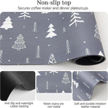 Bloss Christmas Dish Drying Mat, 16"x24" Absorbent Bar Mat with Waterproof Rubber Back, Fit Under Coffee Maker Machine/Kitchen Counter - Image 6