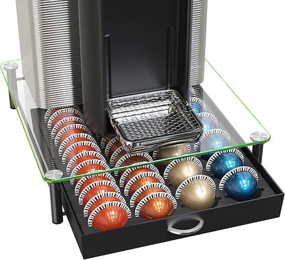 DecoBrothers Crystal Tempered Glass Vertuo Pod Holder Drawer, 24 Large or 48 Small Nespresso Capsule Organizer by DecoBrothers