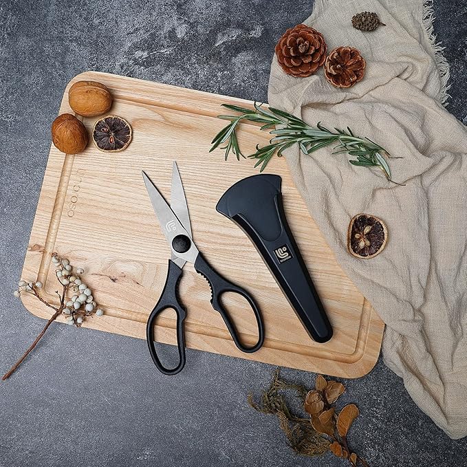 Linoroso Kitchen Shears Heavy Duty Kitchen Scissors with Magnetic Holder, Dishwasher Safe Scissors All Purpose Come Apart Blade Made with Japanese Steel 4034 for Meat/Vegetables/BBQ/Herbs, Black - Image 7