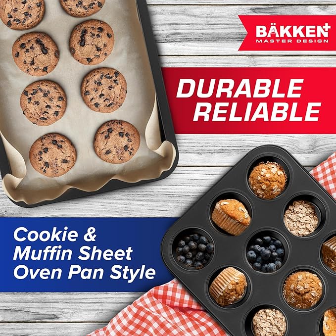 Baking Set – 10 Piece – Deluxe Non Stick Black Coating Inside and Outside – Carbon Steel Bakeware Set – PFOA PFOS and PTFE Free by Bakken - Image 5