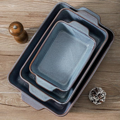 HVH 9x13 Baking Dish Set, Large Casserole Dishes for Oven, Ceramic Bakeware Set of 3, Rectangular Lasagne Pan Deep for Baking (Wabi sabi) - Image 5