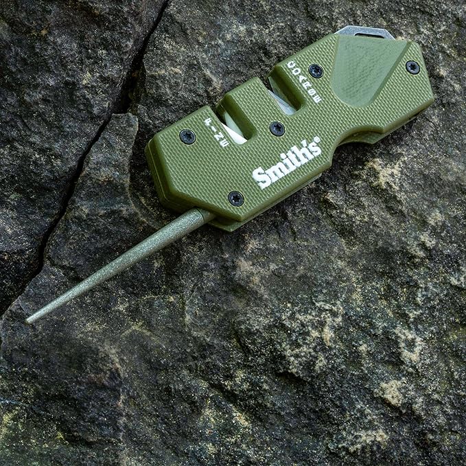 Smith’s Pocket Pal Tactical Knife Sharpener - 2 Stage Sharpener & Diamond Sharpening Rod - Pocket Clip - Outdoor Hunting Knife & Hook Sharpener - Compact & Lightweight - Image 7