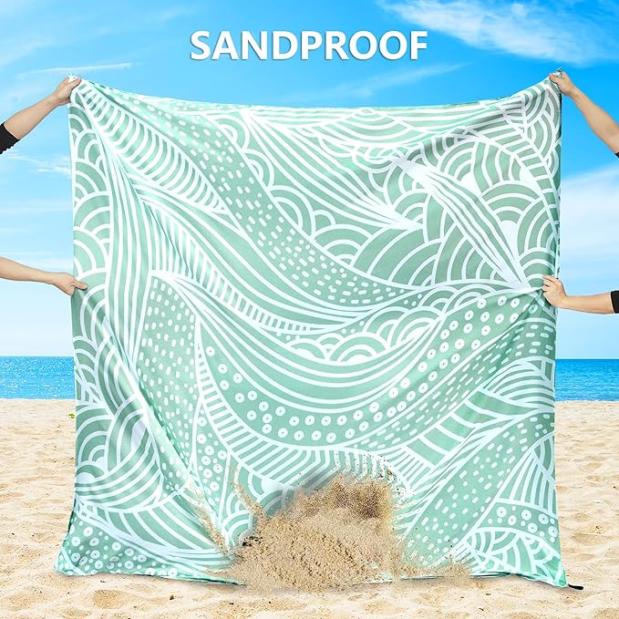 HIHOHO Beach Blanket Waterproof Sandproof Extra Large Beach Mat 79" X 83"/120"x108"for 1-8 Adults Quick Drying Durable Outdoor Picnic Mat for Beach Travel Camping Hiking