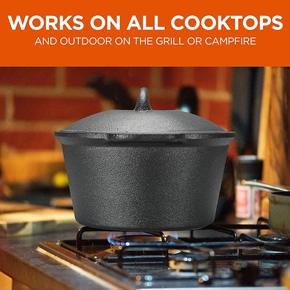 Commercial Chef 2-Qt. Saucepan with Lid, Pre-Seasoned Cast Iron, Integrated Handles, Works on All Cooktops Including Induction, Outdoor Skillet for Campfires or Grills, CHCI20 - Image 5