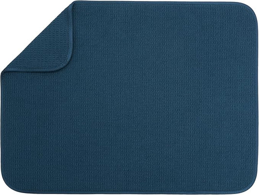 S&T INC. Dish Drying Mat XL, 18” x 24”, Absorbent Microfiber Kitchen Counter Mat, Dish Drying Pad for Dishes, Utensils, Pots and Pans, Extra Large, Navy by STINC
