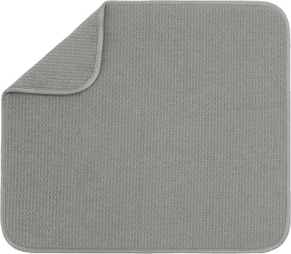 S&T INC. Dish Drying Mat, 16” x 18”, Absorbent Microfiber Kitchen Counter Mat, Dish Drying Pad for Dishes, Utensils, Pots and Pans, Large, Grey by STINC