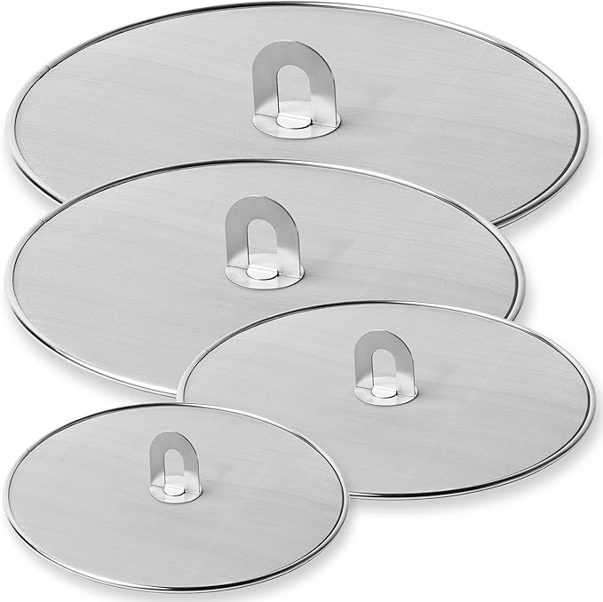 Homestia 4 Pack Splatter Screen for Frying Pan, 13", 11.5", 10", 8" Stainless Steel Grease Splatter Guard with Fold Flat Knob, Kitchen Oil Splatter Guard Set for Safe Cooking - Image 7