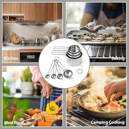 8PCS Measuring Cups, OHOLA Stainless Steel Measuring Cups and Spoons Set, Great for Cooking and Baking - Image 4