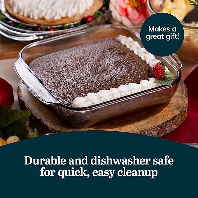 Libbey Baker’s Basics 5 Piece Glass Baking Dish Set with 1 Lid, Stackable, Clear Versatile Casserole Dish Set, Baking Glassware Set for Food Prep - Image 5