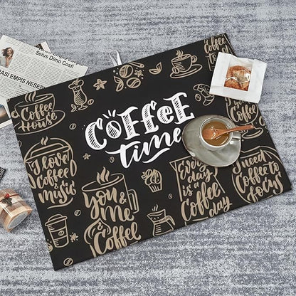 Coffee Time Dish Drying Mat 18x24 Inch, Microfiber Absorbent Fast Dry Mat Large Dish Mat Drying Kitchen Mat, Kitchen Drying Pad for Kitchen Counter Coffee Bar Decor Gifts