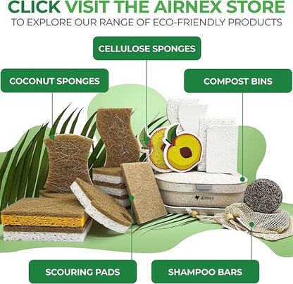 AIRNEX Natural Kitchen Sponges (12 Pack) - Biodegradable Cellulose & Coconut Scrubber Dish Sponges for Kitchen - Eco-Friendly, Non Scratch, Compostable, Non Toxic S-Shaped Natural Sponges for Dishes - Image 8