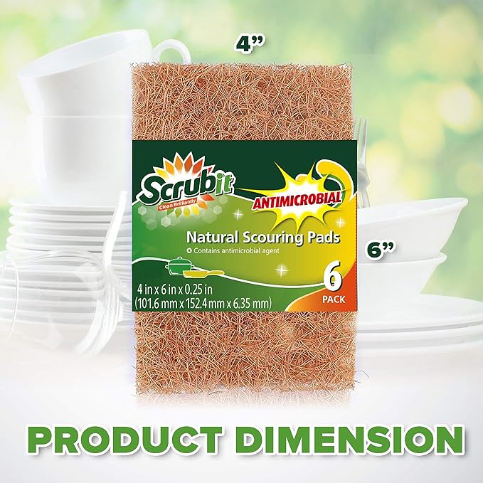 SCRUBIT Natural Scouring Pads (12 Pack) - Eco Friendly Scrubbing Pads for Kitchen Cleaning, Dishes, and Pots - Non-Scratch Kitchen Scrubbers - 100% Natural Sisal Fibers (12 Pack) - Image 7
