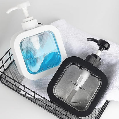 Hand & Dish Soap Dispenser - Modern Plastic Pump with Labels - Black