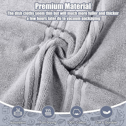 Dish Towels and Dishcloths with Oven Mitts Sets- 100% Cotton Tea Towels for Kitchen- 500 F Heat Resistant Oven Mittens 7.5"x12", Durable Dish Cloths 11.8"x11.8", Absorbent Dish Towels 13.5"x24"