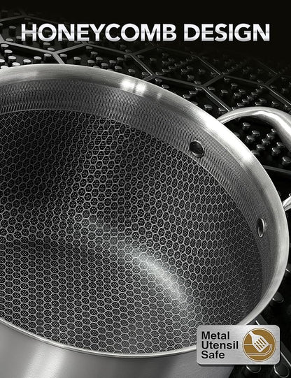 MICHELANGELO Tri-ply Stainless Steel Stock Pot, Heavy Duty Stockpot with Lid, Nonstick Cooking Pot with Honeycomb Interior, Induction Ready, 10 Quart - Image 4