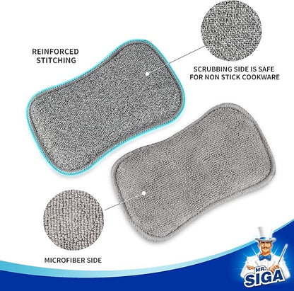 MR.SIGA Dual-Sided Scrub Sponges, Long lasting, Reusable Dishwashing Sponges for Kitchen, 6 Pack - Image 5