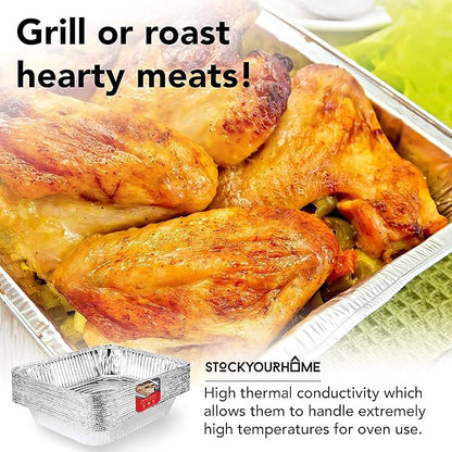 Stock Your Home Aluminum 9x13 Disposable Foil (25 Pack) – Half Size Deep Steam Table for Cooking, Heating, Storing, Prepping Food - Image 6