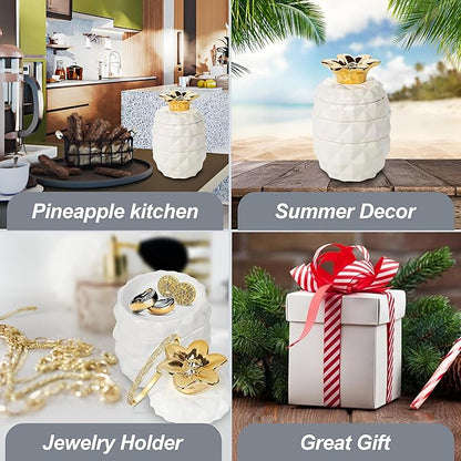 Set of 4 Decorative Pineapple Shaped Stackable Ceramic Kitchen Measuring Cups in 4 Assorted Sizes - Image 4