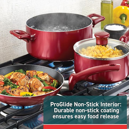 T-fal Essence, 20 Piece Non-Stick pots and pans Cookware Set, Red - Image 2