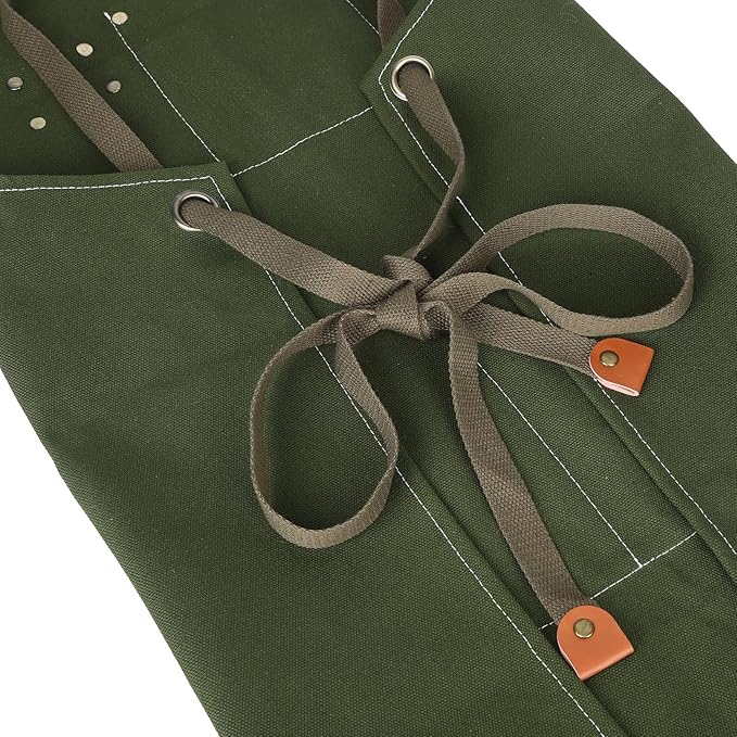 AFUN Chef Aprons for Men Women with Oversized Pockets, 16-Ounce Cotton Canvas Cross Back Heavy Duty Work Apron (Army Green) - Image 4