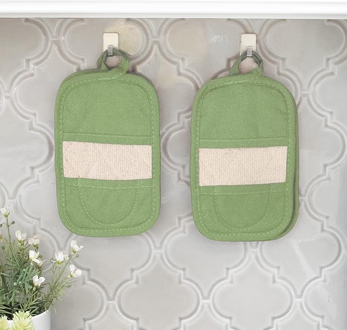 RITZ Premium Pot Holders & Heating Pads (4-Pack), 8.5" x 5.5", Heat Resistant, 100% Cotton Terry-Looped Pocket, Kitchen and Barbeque, Cactus - Image 2