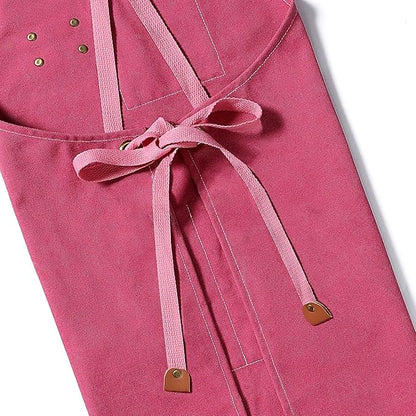 AFUN Chef Aprons for Men Women with Oversized Pockets, 16-Ounce Cotton Canvas Cross Back Heavy Duty Work Apron (Pink) - Image 6