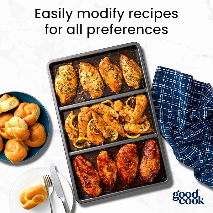 GoodCook Divided Baking Sheet Premium Carbon Steel Nonstick Pan, 11 x 17-Inch