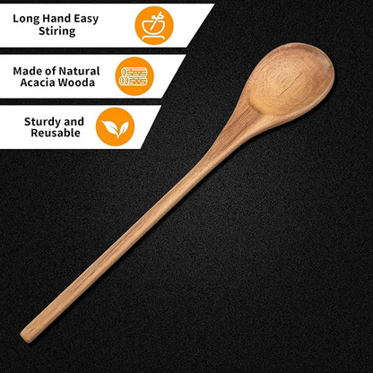 Wooden Spoonsfor Cooking2PCS, Acacia Wood Spoon 12.6" Wooden Utensils for Mixing, Mixing Spoons Cooking Spoon for Stirring Long Wooden Spoon Kitchen Serving Nonstick Utensil Smooth Finish
