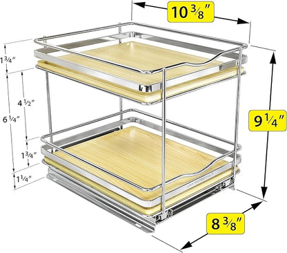 LYNK PROFESSIONAL® Élite™ Pull Out Spice Organization for Cabinets - 8-3/8 inch Wide – Spice Rack for Inside Cabinets – Wood/Chrome - Sliding Spice Rack Organizer for cabinet – Spice Rack - 2 Tier - Image 5