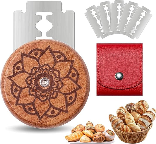 UFO Bread Lame Cutter for Homemade Sourdough,Bread Scorer Tool for Sourdough with 5 Blades and Case,Slashing Tool Bread Cutting Knife for Artisan Bread and Baguette Makers,Lotus-red by Unknown
